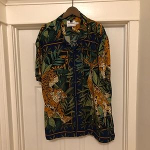 Topman Deer and Tiger Floral Print Shirt